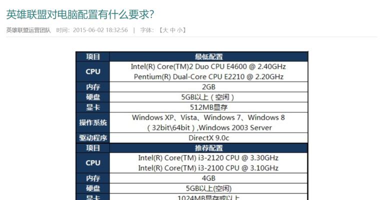 电脑登录英雄联盟步骤？需要哪些配置？